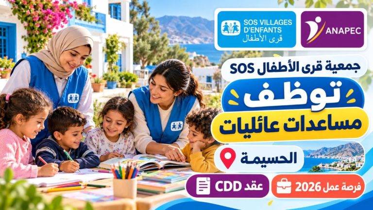 ANAPEC: جمعية قرى الأطفال SOS توظف مساعدات عائليات بالحسيمة بعقد CDD – فرصة عمل 2026