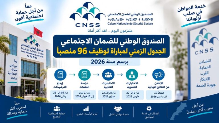 الصندوق الوطني للضمان الاجتماعي: الجدول الزمني لمباراة توظيف 96 منصبًا برسم سنة 2026