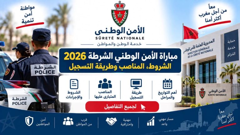 مباراة الأمن الوطني الشرطة 2026 بالمغرب: الشروط، المناصب وطريقة التسجيل