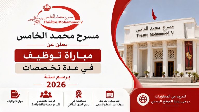 مسرح محمد الخامس يعلن عن مباراة توظيف في عدة تخصصات برسم سنة 2026