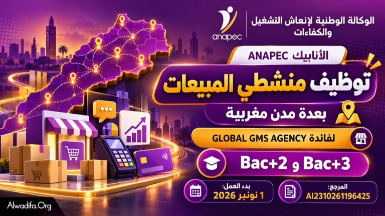 الأنابيك تعلن عن توظيف منشطي مبيعات بعدة مدن مغربية لفائدة GLOBAL GMS AGENCY