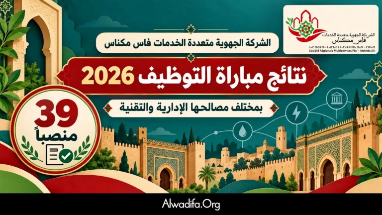الشركة الجهوية متعددة الخدمات فاس مكناس 2026 : نتائج مباراة توظيف 39 منصباً بمختلف مصالحها الإدارية والتقنية