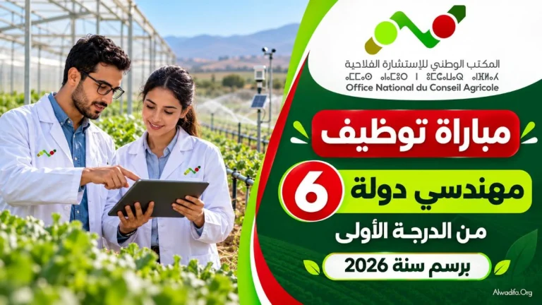 المكتب الوطني للاستشارة الفلاحية يعلن عن مباراة توظيف 6 مهندسي دولة من الدرجة الأولى برسم سنة 2026