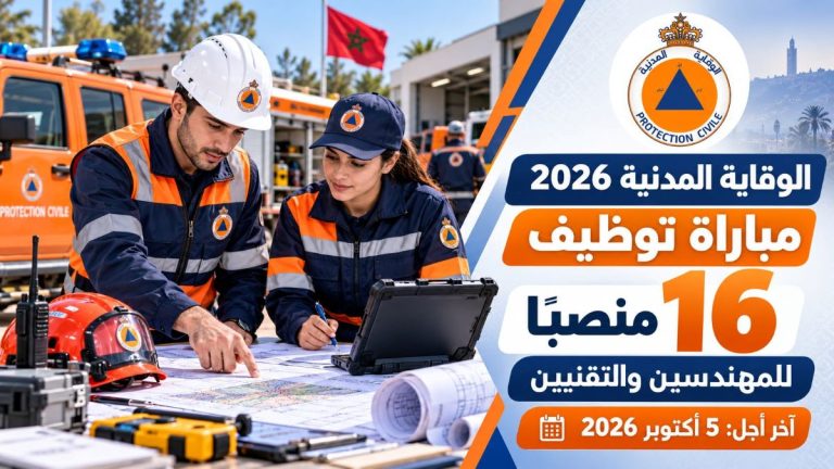 الوقاية المدنية 2026 : مباراة توظيف 16 منصبًا للمهندسين والتقنيين وآخر أجل 5 أكتوبر