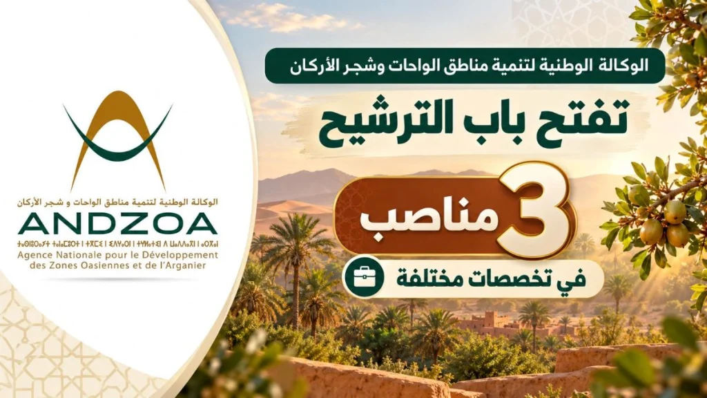 الوكالة الوطنية لتنمية مناطق الواحات وشجر الأركان تفتح باب الترشيح لـ3 مناصب في تخصصات مختلفة