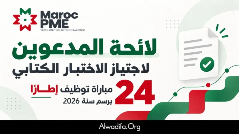 لائحة المدعوين لاجتياز الاختبار الكتابي لمباراة توظيف 24 إطارًا بوكالة Maroc PME برسم سنة 2026