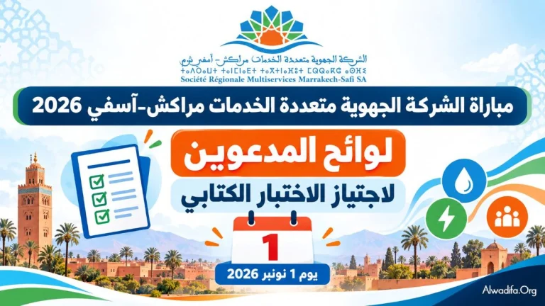 مباراة الشركة الجهوية متعددة الخدمات مراكش–آسفي 2026: لوائح المدعوين للاختبار الكتابي يوم 1 نونبر