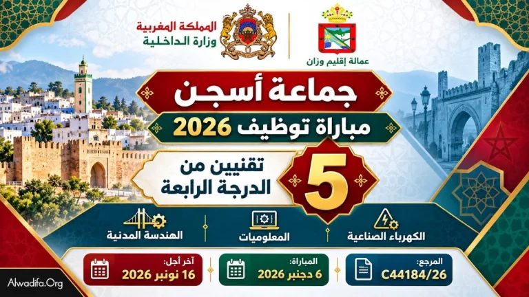 مباراة توظيف 5 تقنيين بجماعة أسجن بإقليم وزان برسم سنة 2026